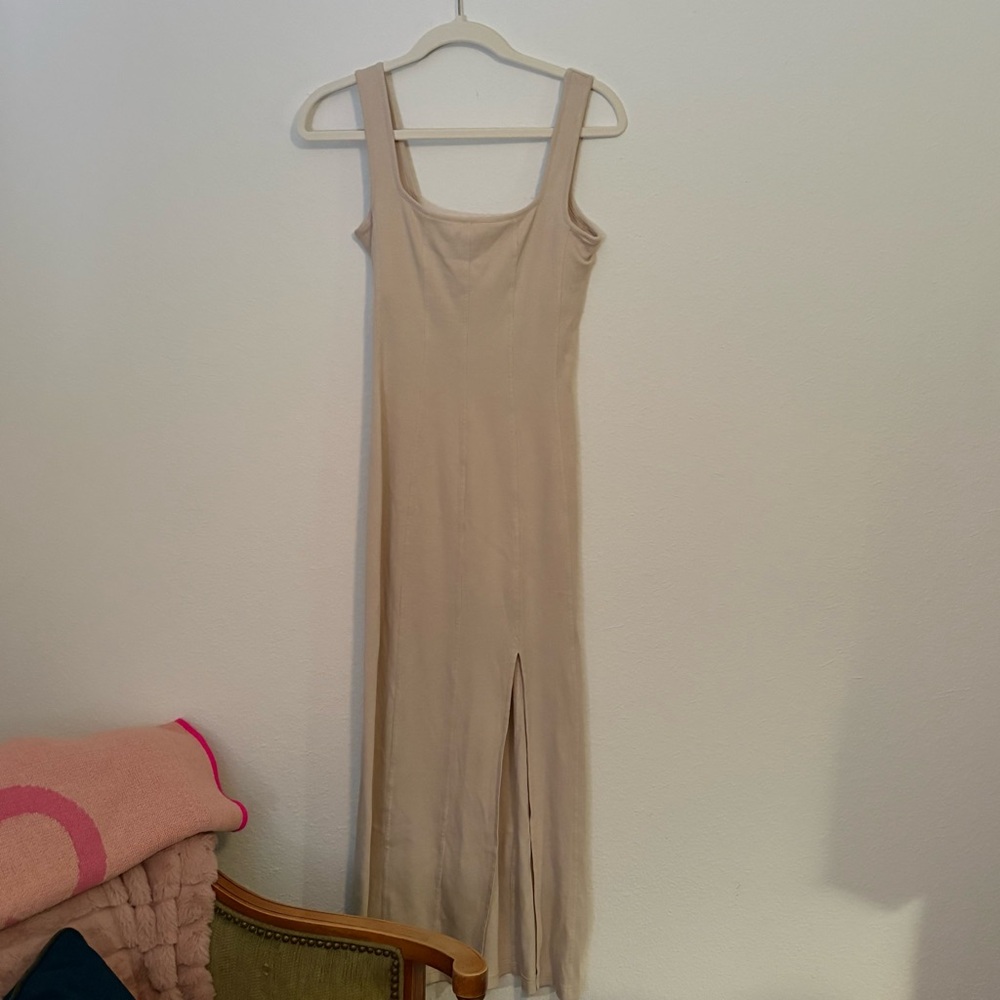 L*Space Tan/Cream/Beige Corset Style Stretch Dress with Slit Size Medium